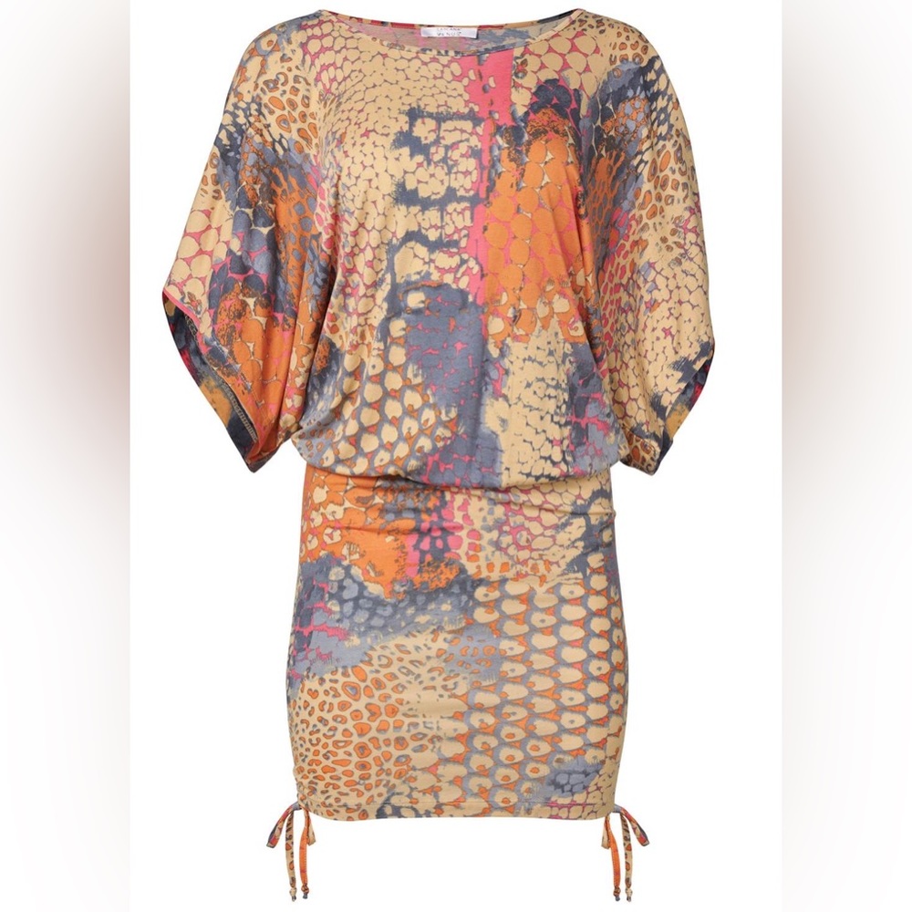 Banded Convertible Dress.  Color: Orange Multi. Size XL (16).  Venus